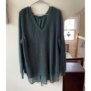 Torrid - Dark Green Lace-up 2fer Tunic Sweater